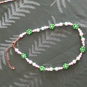 4 beaded necklaces, all adjustable clasp, shorter